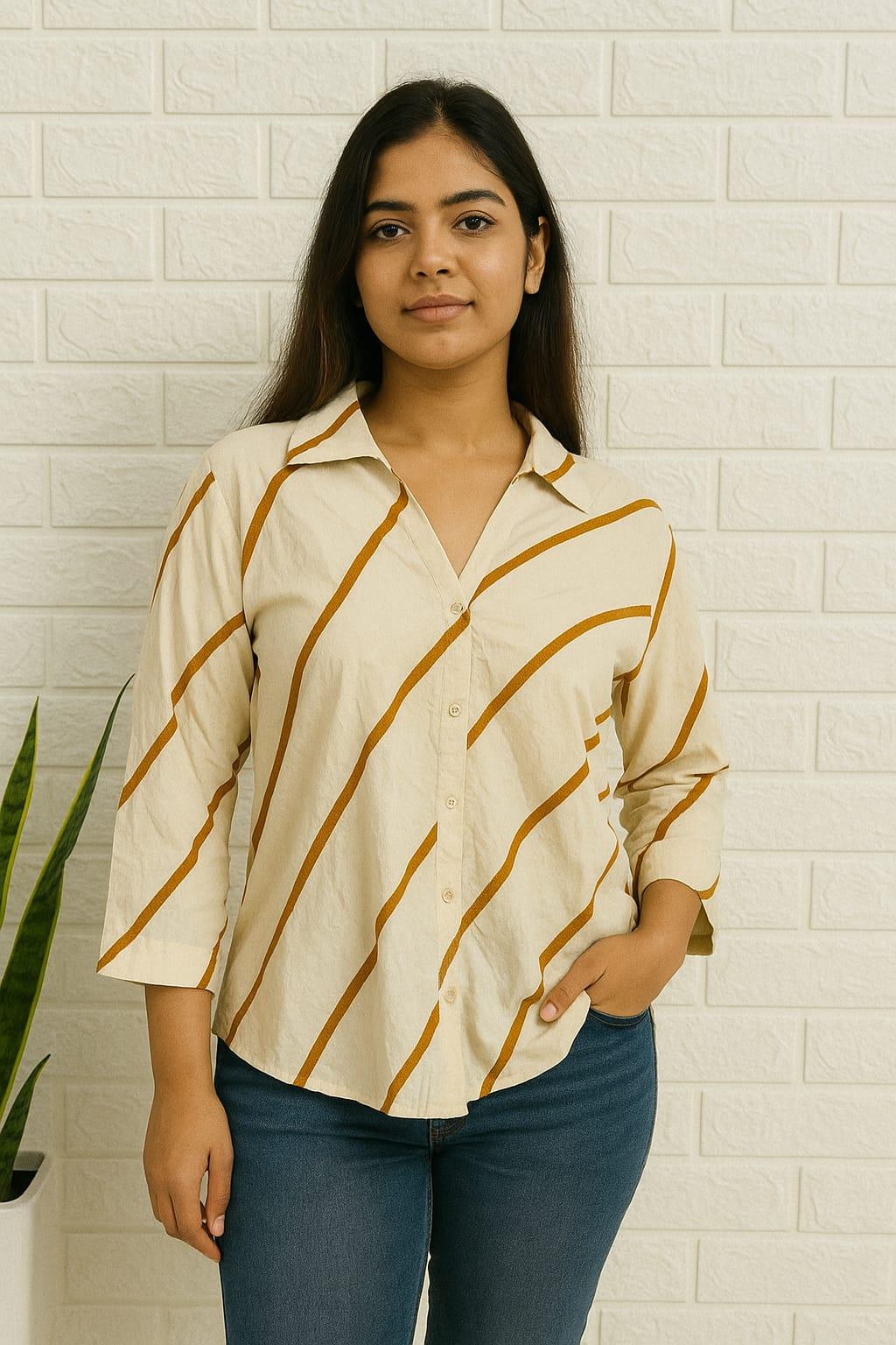 Woven Stripe Daily Wear Cotton Kurti